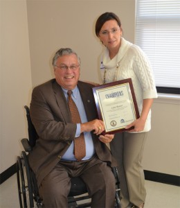 Lana Rauser and Virginia Department of Rehabilitative Services Commissioner Jim Rothrock